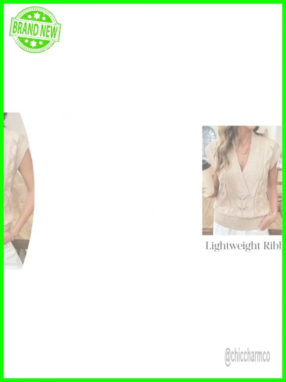 Sweater Vest V Neck Sleeveless Oversized Lightweight Cable Knit Cotton Tops for